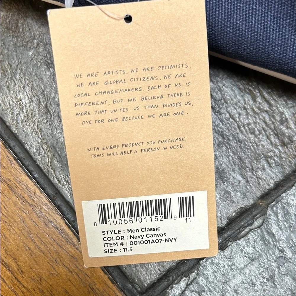 TOMS Men's Dark Blue Canvas Loafers - Picture 5 of 6